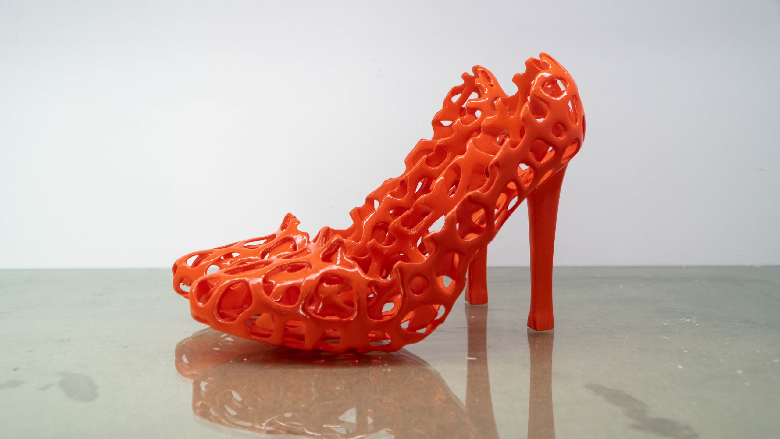 Orange 3D printed shoes