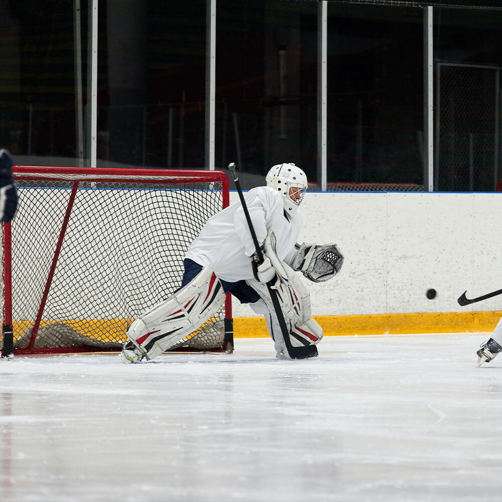 A player playing ice hockey